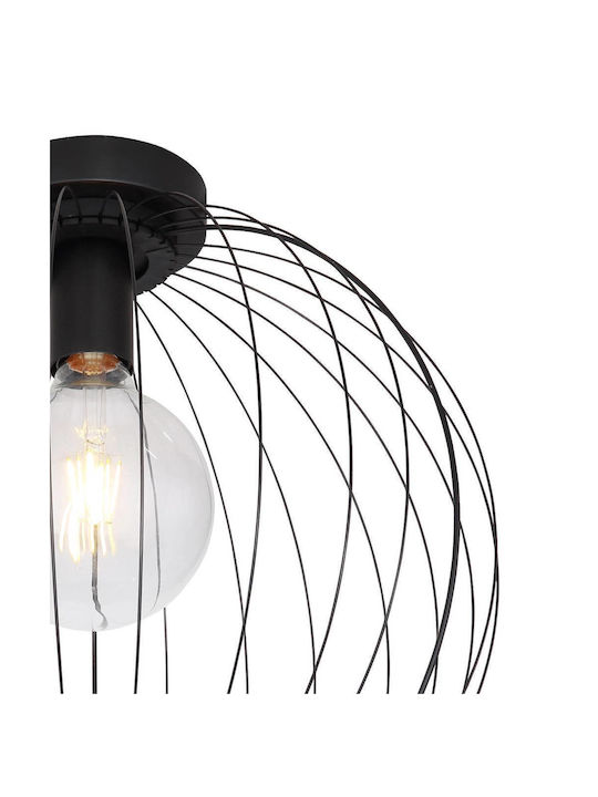 Globo Lighting Roza Πλαφονιέρα Οροφής 40εκ. Μαύρη με Ντουί E27