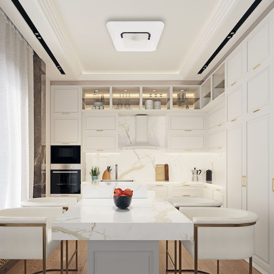 Eko Light Πλαφονιέρα Οροφής Λευκή με Ενσωματωμένο LED και Τηλεχειριστήριο