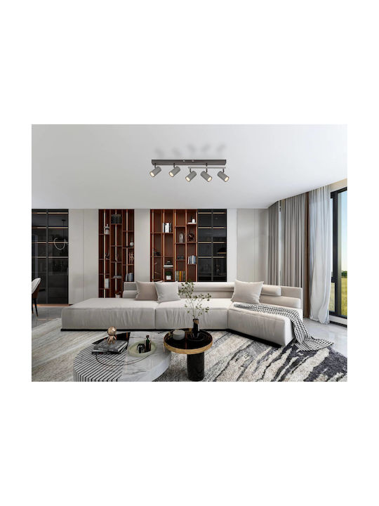Globo Lighting Σποτ με 5 Φώτα και με Ντουί GU10 σε Γκρι Χρώμα