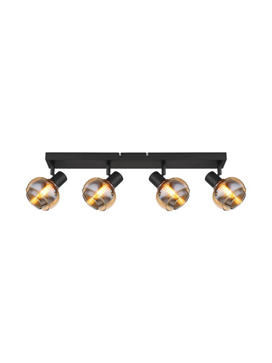 Globo Lighting Spot with 4 Lights and with Socket E14 in Black Color
