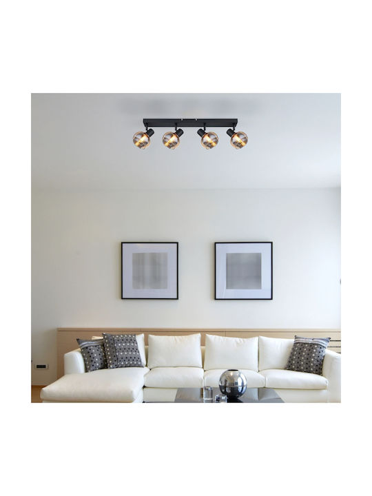 Globo Lighting Spot with 4 Lights and with Socket E14 in Black Color