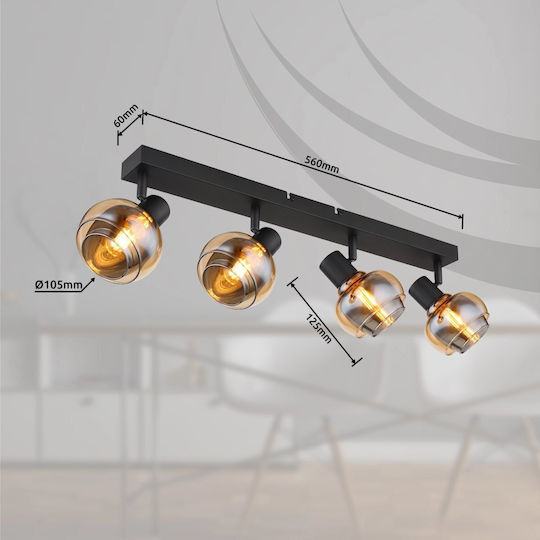 Globo Lighting Спот с 4 Светлини и с Цокъл E14 в Черен Цвят