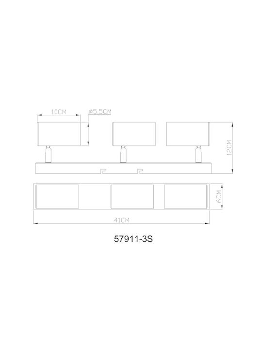 Globo Lighting Τριπλό Σποτ με Ντουί GU10 σε Γκρι Χρώμα