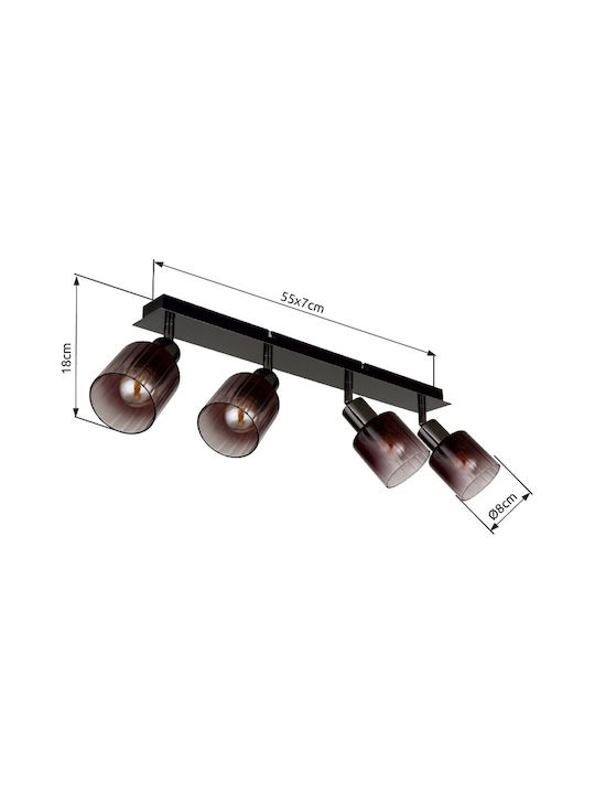 Globo Lighting Spot mit 4 Lichtern und mit Fassung E14 in Kupfer Farbe