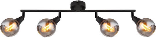 Globo Lighting Spot with 4 Lights and with Socket E14 in Black Color