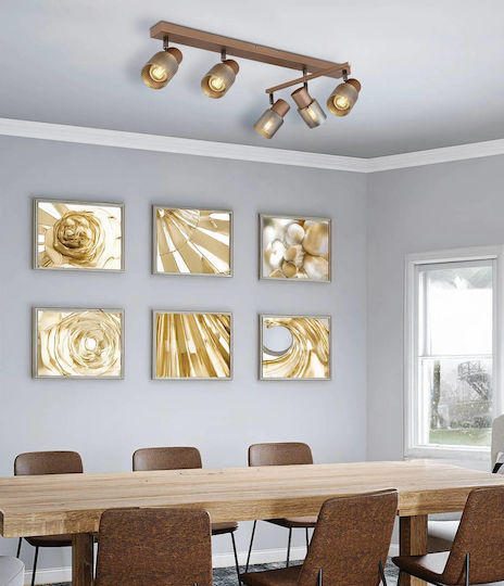 Globo Lighting Σποτ με 5 Φώτα και με Ντουί E14 σε Καφέ Χρώμα