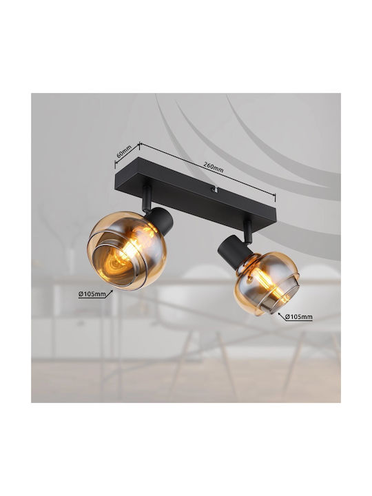 Globo Lighting Διπλό Σποτ με Ντουί E14 σε Μαύρο Χρώμα