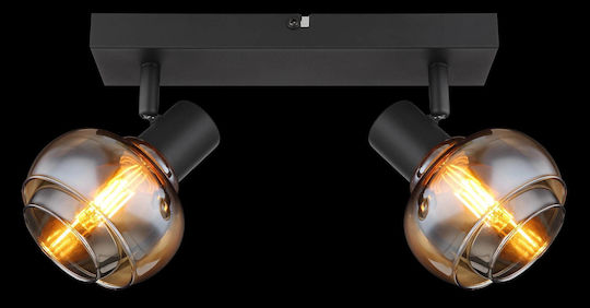 Globo Lighting Διπλό Σποτ με Ντουί E14 σε Μαύρο Χρώμα