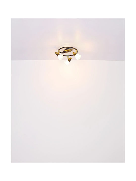 Globo Lighting Τριπλό Σποτ με Ντουί E14 σε Χρυσό Χρώμα