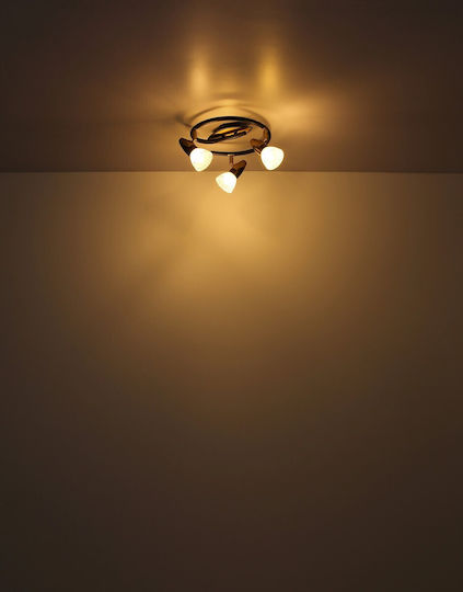 Globo Lighting Triple Spot with Socket E14 in Gold Color