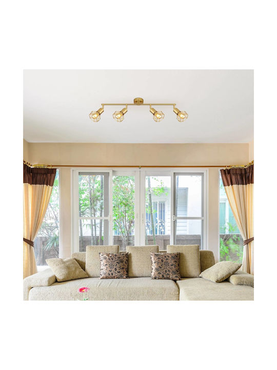 Globo Lighting Σποτ με 4 Φώτα και με Ντουί E14 σε Χρυσό Χρώμα