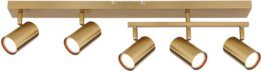 Globo Lighting Σποτ με 5 Φώτα και με Ντουί GU10 σε Χρυσό Χρώμα