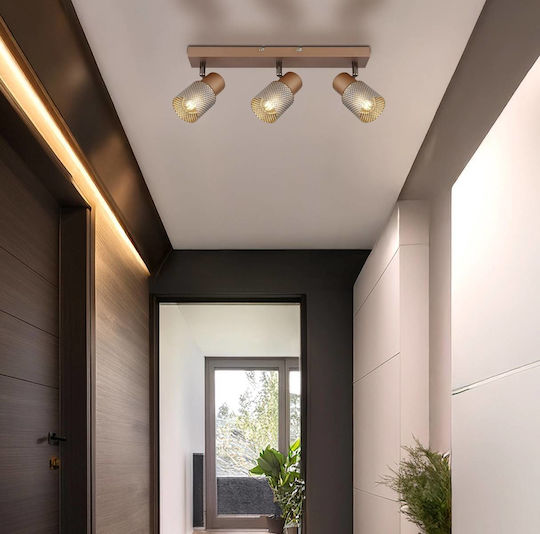 Globo Lighting Тройно Спот с Цокъл E14 в Кафяв Цвят