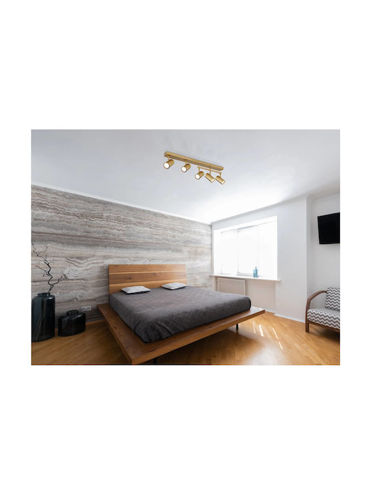 Globo Lighting Spot with 5 Lights and with Socket GU10 in Gold Color