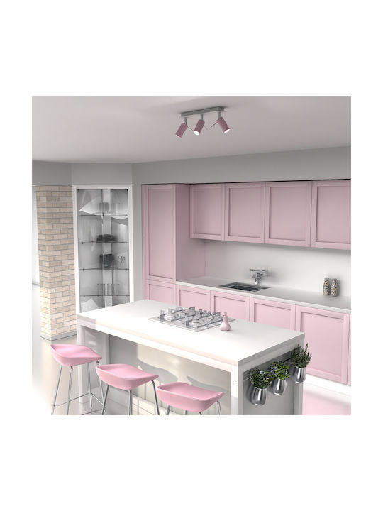 Eko Light Preston Dreifach Spot mit Fassung GU10 in Rosa Farbe