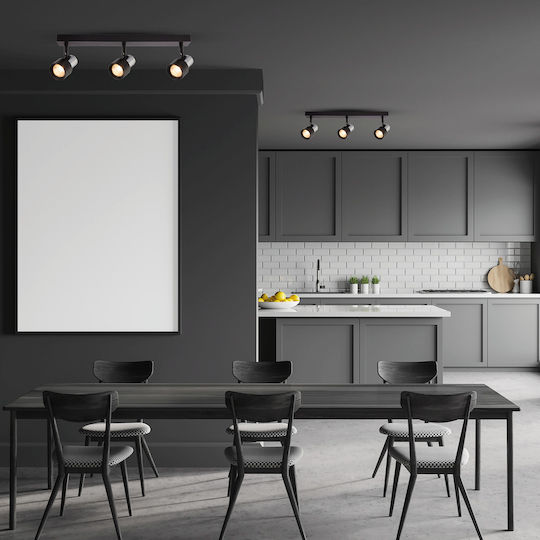 Eko Light Тройно Спот с Цокъл GU10 в Черен Цвят