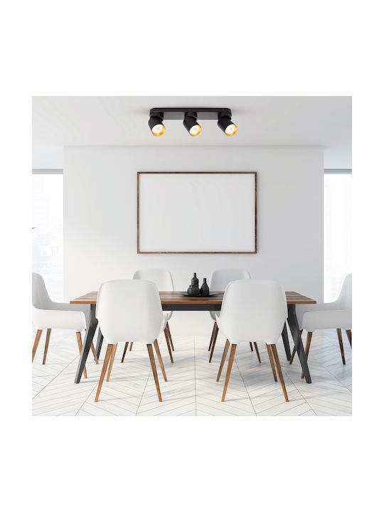 Eko Light Andy Dreifach Spot mit Fassung GU10 in Schwarz Farbe