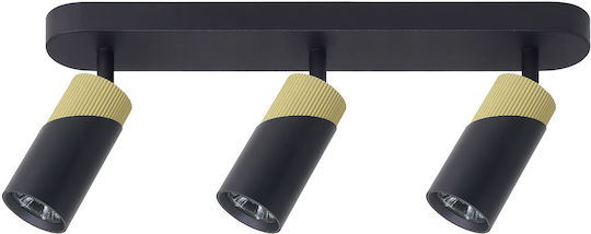Eko Light Тройно Спот с Цокъл GU10 в Черен Цвят