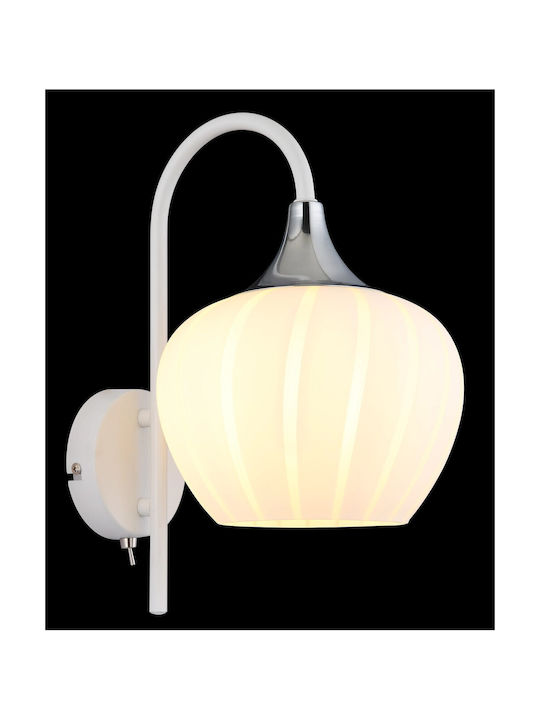 Globo Lighting Φωτιστικό Τοίχου με Ντουί E27 και Διακόπτη Λευκό 18x32εκ.