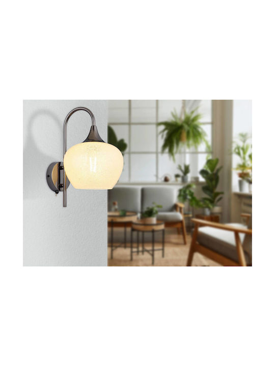 Globo Lighting Wall Lamp with E27 Socket and Switch Black 18x32cm