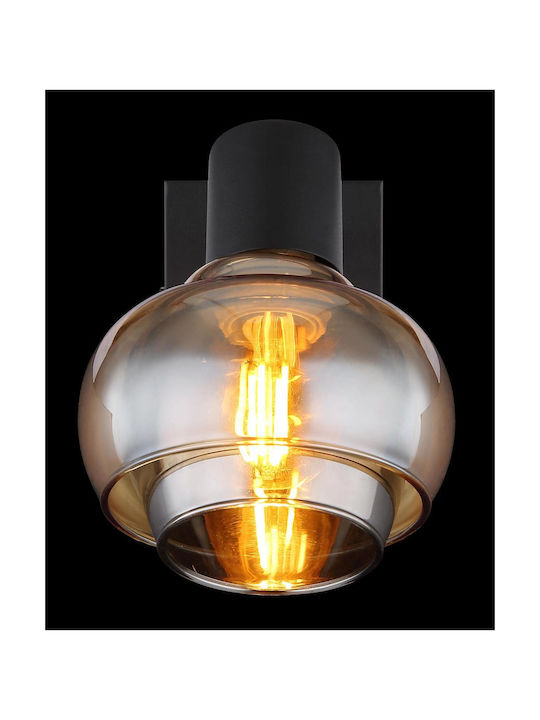 Globo Lighting Φωτιστικό Τοίχου με Ντουί E14 και Διακόπτη Μαύρο 10.5x12.5εκ.