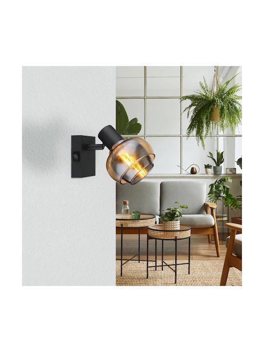 Globo Lighting Φωτιστικό Τοίχου με Ντουί E14 και Διακόπτη Μαύρο 10.5x12.5εκ.