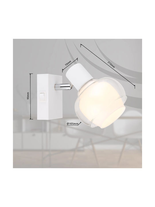 Globo Lighting Lamp Wall with Socket E14 and Switch White 10.5x12.5cm