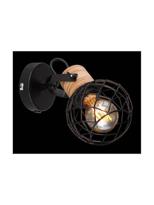 Globo Lighting Lamp Wall with Socket E27 and Switch Black 12x17.5cm