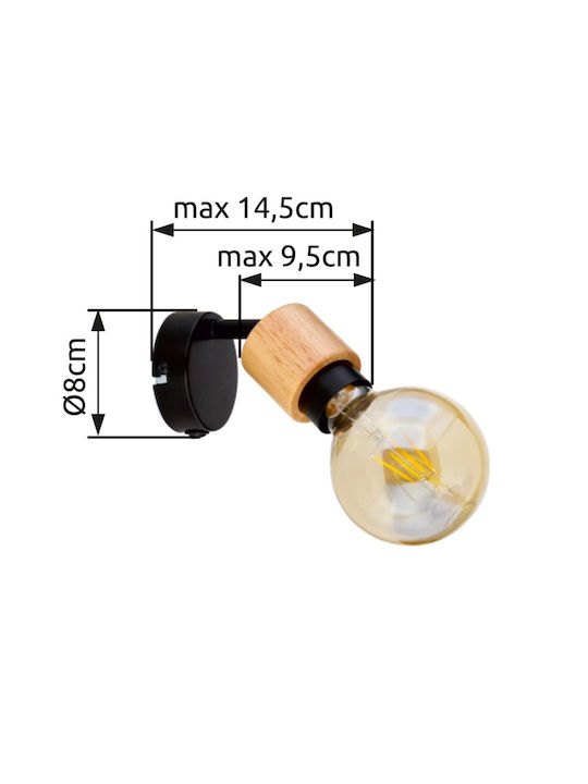 Globo Lighting Jorna Classic Lamp Wall with Socket E27 Black 8x9.5cm
