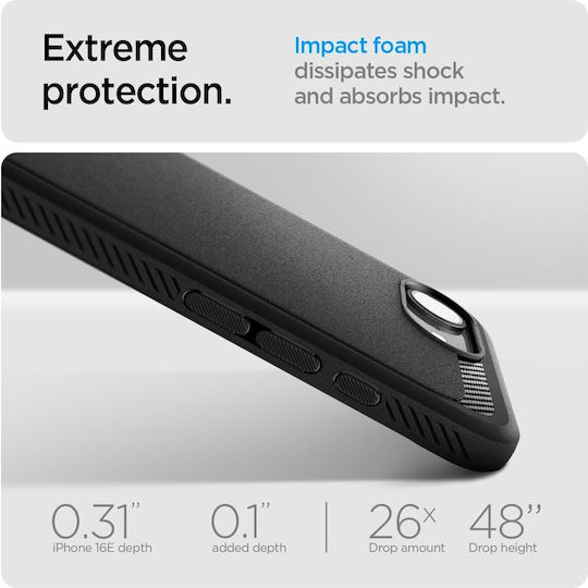 Spigen Rugged Armor Back Cover Σιλικόνης 2mm Μαύρο (iPhone 17e / 16e)