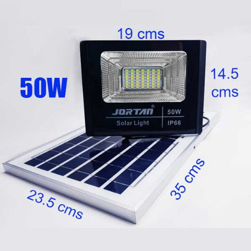 Jortan Στεγανός Ηλιακός Προβολέας LED 50W Ψυχρό Λευκό 6500K με Τηλεχειριστήριο IP66