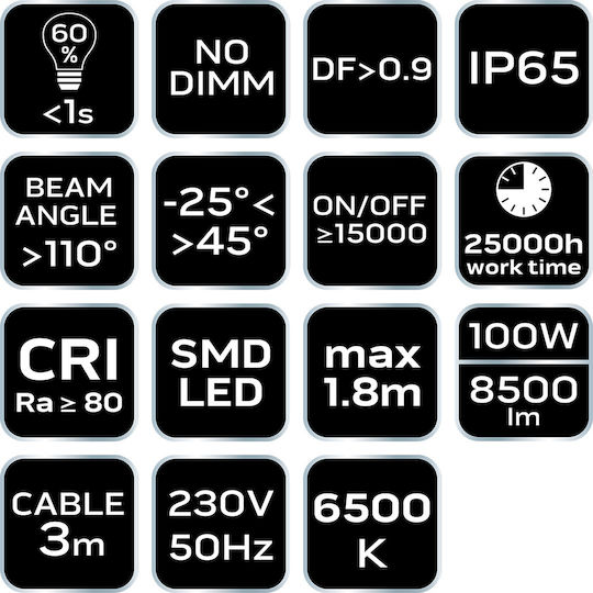 Neo Tools Work & Site Light LED Power Source IP65 with Brightness up to 8500 Lumens