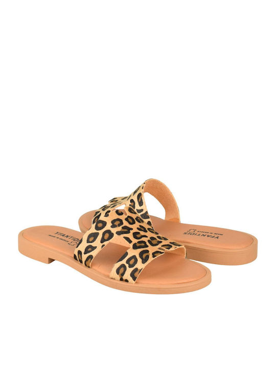 Leather Women's Flat Sandals Leopard