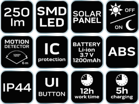 Neo Tools Wandmontiert Solarleuchte 250lm mit Bewegungssensor IP44