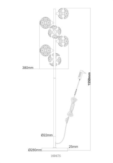 Globo Lighting Подова Лампа В155xД28.5см. Златист