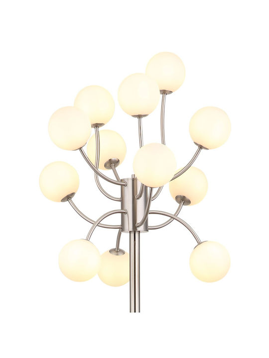 Globo Lighting Floor Lamp H200xW62cm. with Socket for Bulb G9 Silver