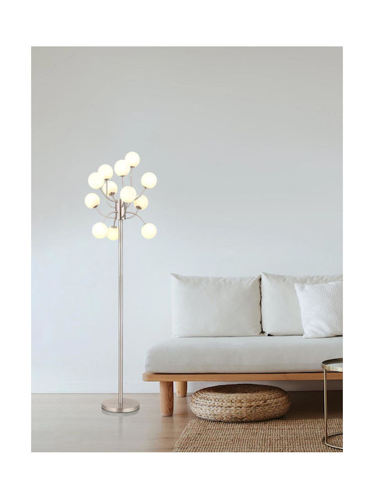 Globo Lighting Floor Lamp H200xW62cm. with Socket for Bulb G9 Silver