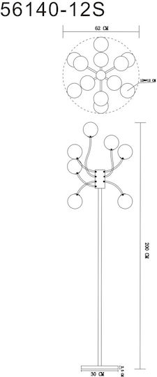 Globo Lighting Φωτιστικό Δαπέδου Υ200xΜ62εκ. με Ντουί για Λαμπτήρα G9 Ασημί