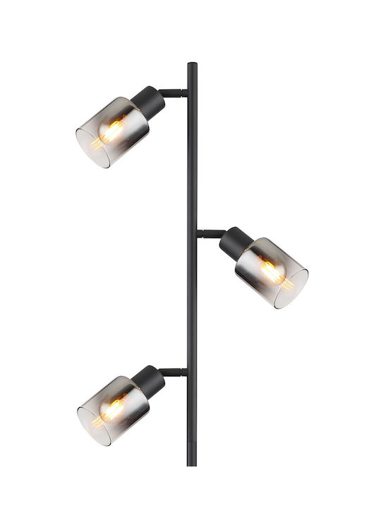 Globo Lighting Floor Lamp H154xW23cm. with Socket for Bulb E14 Black