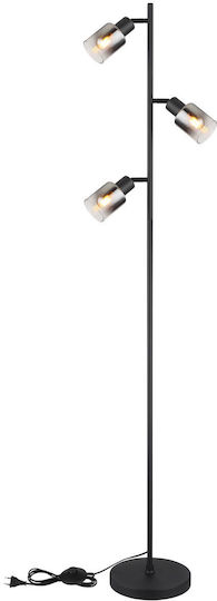 Globo Lighting Floor Lamp H154xW23cm. with Socket for Bulb E14 Black