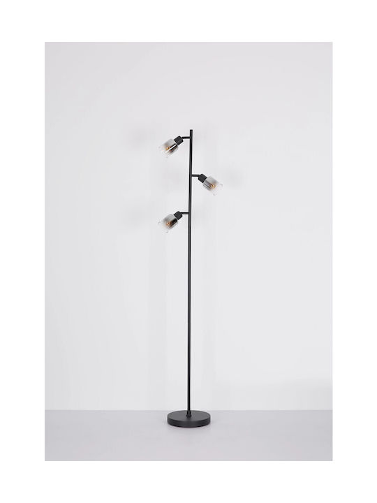 Globo Lighting Floor Lamp H154xW23cm. with Socket for Bulb E14 Black