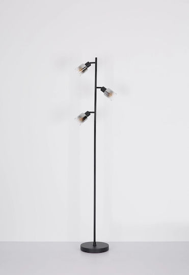 Globo Lighting Floor Lamp H154xW23cm. with Socket for Bulb E14 Black