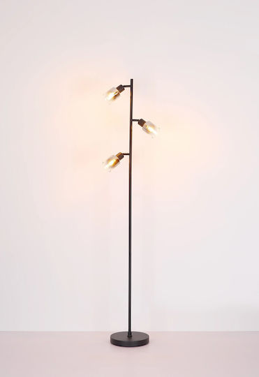 Globo Lighting Floor Lamp H154xW23cm. with Socket for Bulb E14 Black