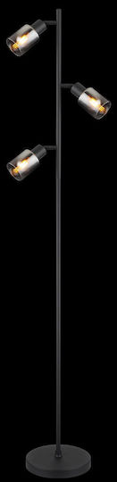 Globo Lighting Floor Lamp H154xW23cm. with Socket for Bulb E14 Black