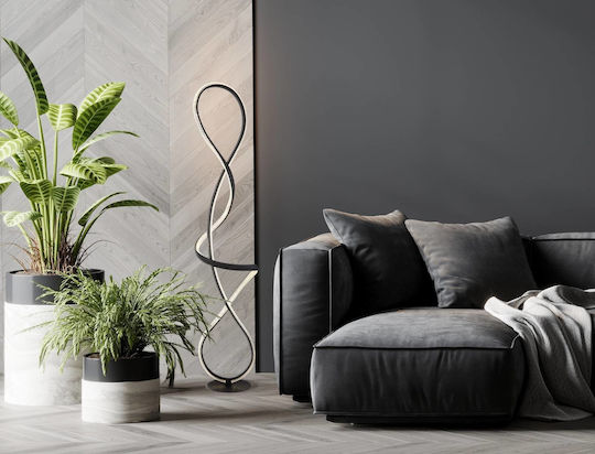 Globo Lighting LED Floor Lamp H132.5xW26cm. with Natural White Light 3860lm Black