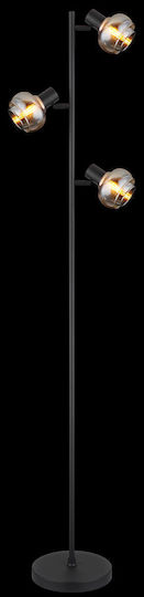 Globo Lighting Floor Lamp H154xW25cm. with Socket for Bulb E14 Black