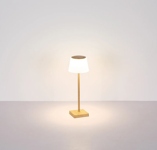Globo Lighting Wood Table Lamp LED with Beige Shade and Base