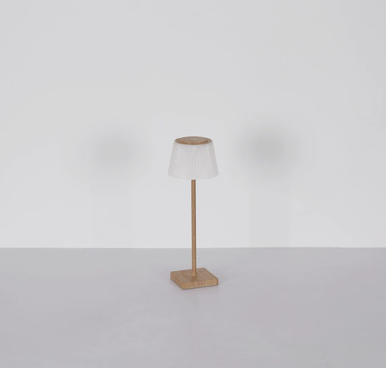 Globo Lighting Wood Table Lamp LED with Beige Shade and Base