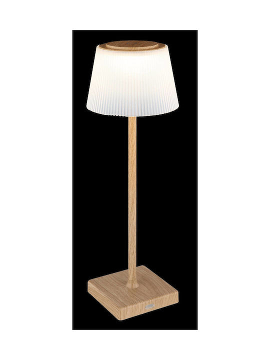 Globo Lighting Wood Table Lamp LED with Beige Shade and Base