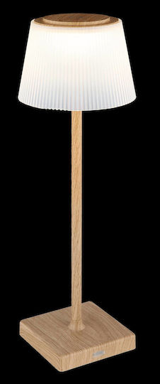 Globo Lighting Wood Table Lamp LED with Beige Shade and Base